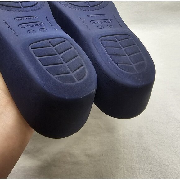 Crocs Rhonda Wedge Sandals Slip-On Strappy Slides Open Toe Blue Women's Size 9 - Picture 11 of 11